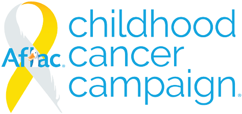 Aflac Childhood Cancer Campaign Logo with a golden ribbon and a feather